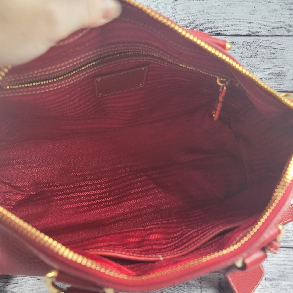 PRADA Vitello Daino Leather Shoulder Bag Red BL0778 - Picture 8 of 12